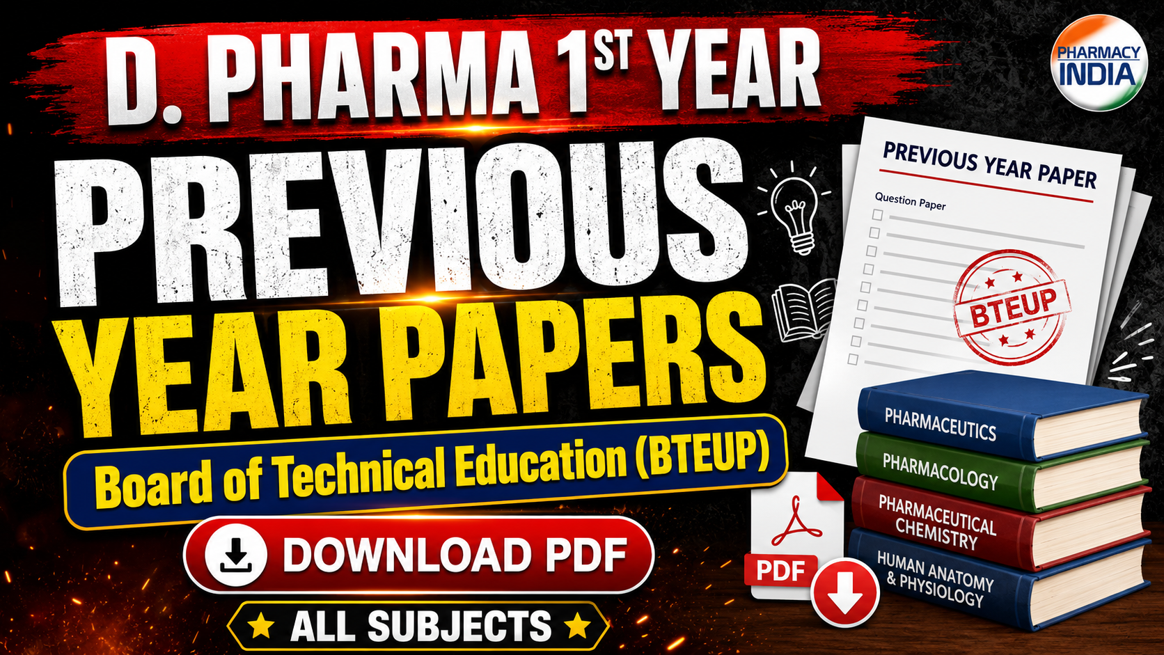 D. Pharma 1st Year Previous Year Papers Board of Technical Education (BTEUP)