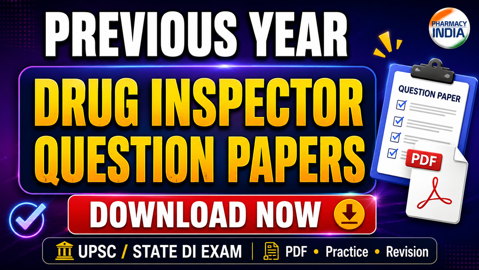 Previous Year Drug Inspector Question Papers – Download