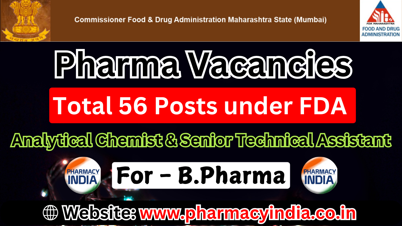 56 Pharma Job Vacancies under FDA