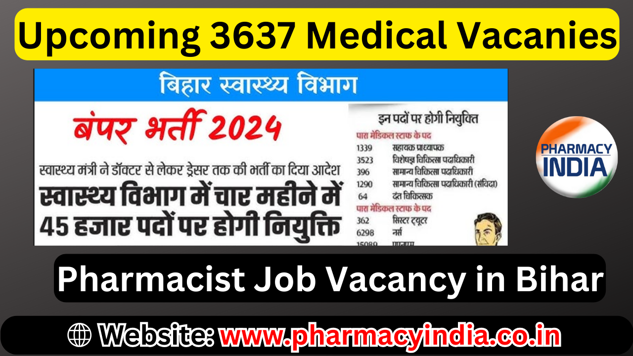 Upcoming 3637 Pharmacist Jobs in Bihar