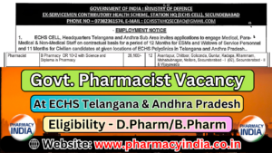ECHS Telangana & AP Jobs 2024 12 Pharmacist Vacancies, D.PharmB.Pharm Eligibility (1)