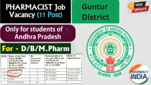 Pharmacist Jobs in Guntur District 11 Posts For D.PharmB.PharmM.Pharm (Andhra Pradesh Only)