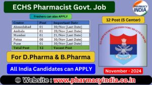 ECHS Pharmacist Jobs 12 Vacancies Across 5 Centers