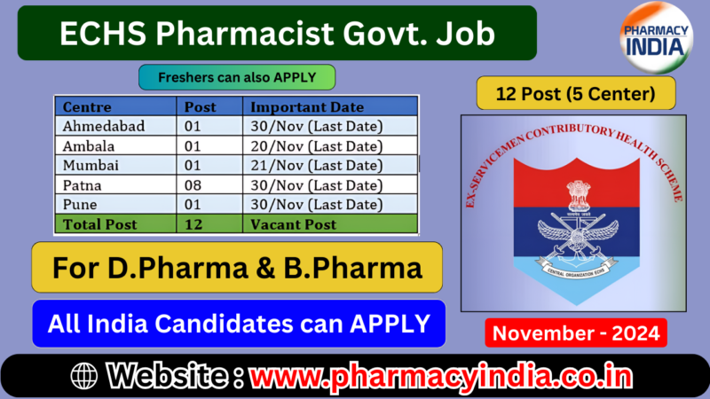 ECHS Pharmacist Jobs 12 Vacancies Across 5 Centers