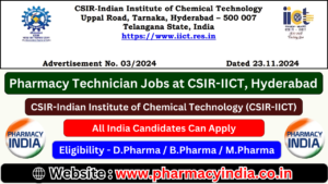 Pharmacy Technician Jobs at CSIR-IICT, Hyderabad