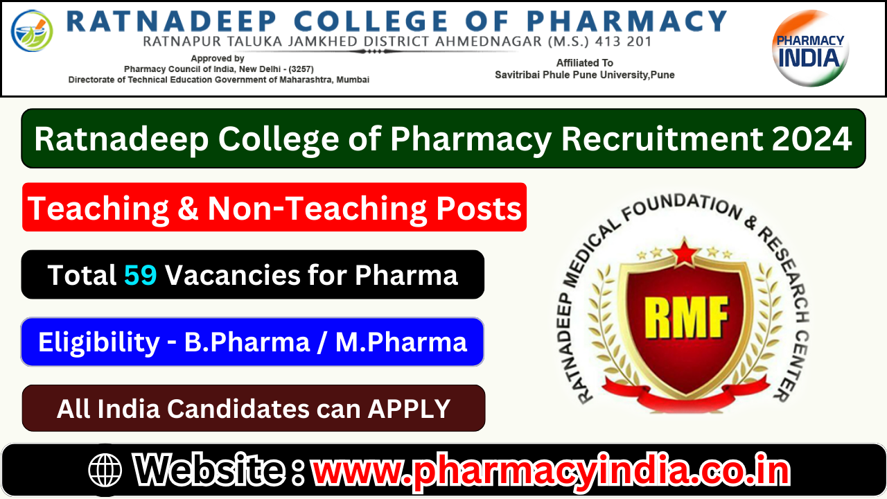 Ratnadeep College of Pharmacy Recruitment 2024: Teaching & Non-Teaching Posts