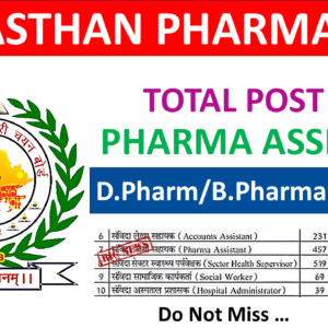 Pharma Assistant Job Rajasthan Staff Selection Board Recruitment 2025