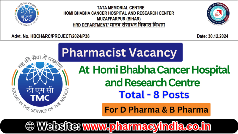 Pharmacist Recruitment at TMC Muzaffarpur – Walk-in on 17th Jan 2025