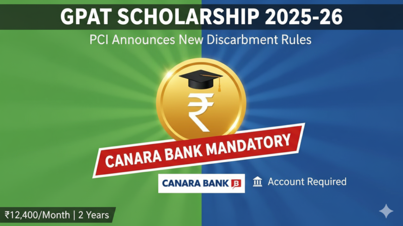GPAT Scholarship 2025-26: PCI Announces New Canara Bank Rules 1 GPAT Scholarship 2025-26: PCI Announces New Canara Bank Rules