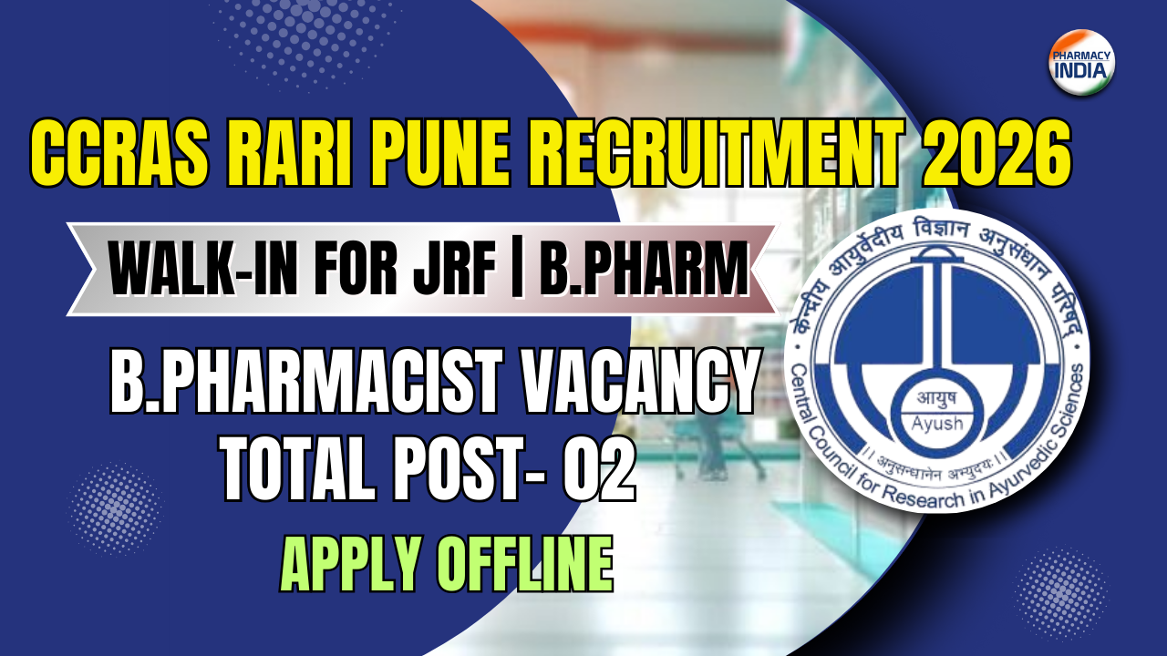 CCRAS RARI Pune Recruitment 2026: Walk-in for JRF | B.Pharm & Biotech Jobs