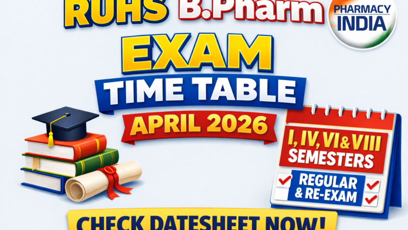 RUHS B.Pharm Exam Time Table April 2026: Check Datesheet for I, IV, VI & VIII Semesters (Regular & Re-Exam)