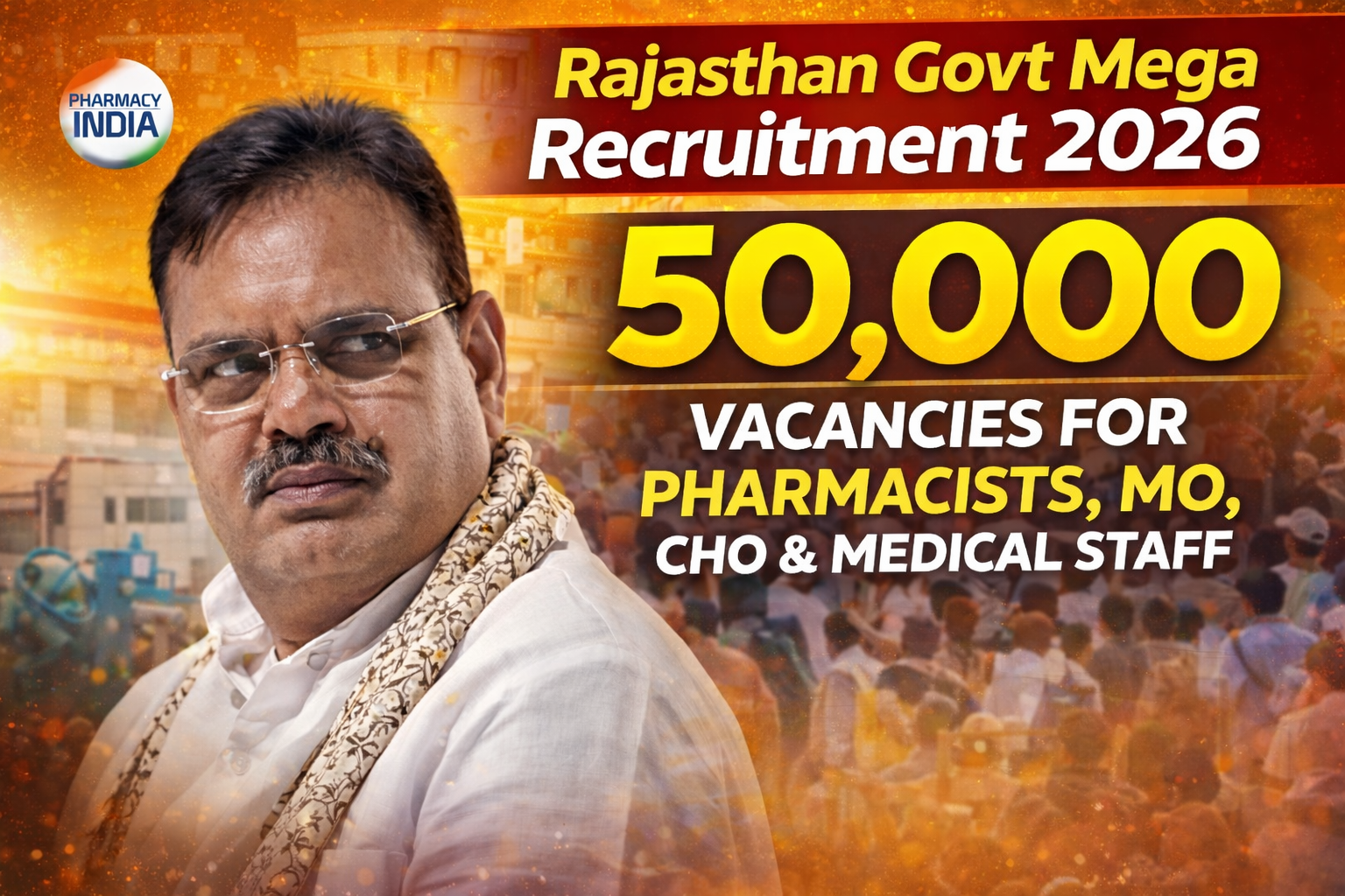 Rajasthan Govt Mega Recruitment 2026: 50,000 Vacancies for Pharmacists, MO, CHO & Medical Staff