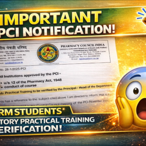 PCI Notification 2026: Mandatory Practical Training Verification for D.Pharm Students