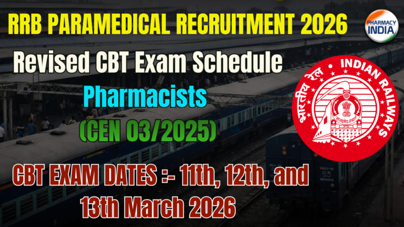 RRB Paramedical Recruitment 2025: Revised CBT Exam Schedule Released for Pharmacists (CEN 03/2025)