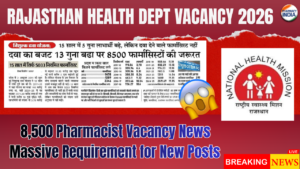 Rajasthan Health Dept 8,500 Pharmacist Vacancy News 2025: Massive Requirement for New Posts