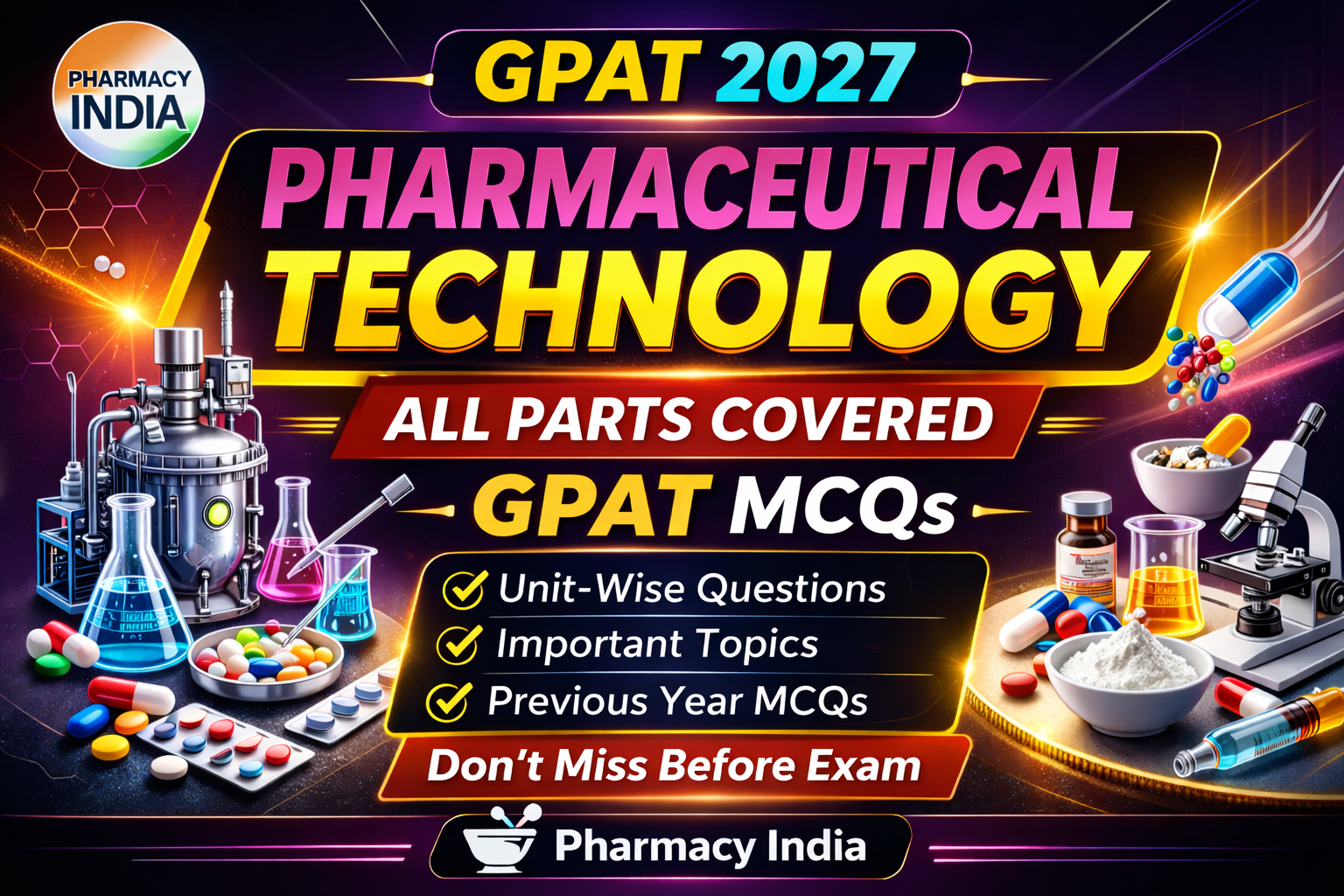 Pharmaceutical Technology all parts of GPAT MCQs