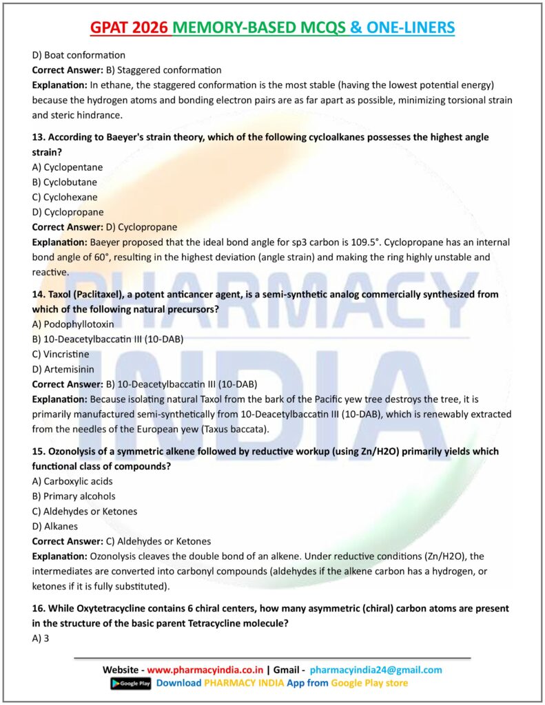 GPAT 2026 MEMORY BASED MCQS AND ONE LINERS ALL SUBJECTS images 15