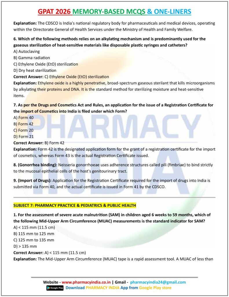 GPAT 2026 MEMORY BASED MCQS AND ONE LINERS ALL SUBJECTS images 20