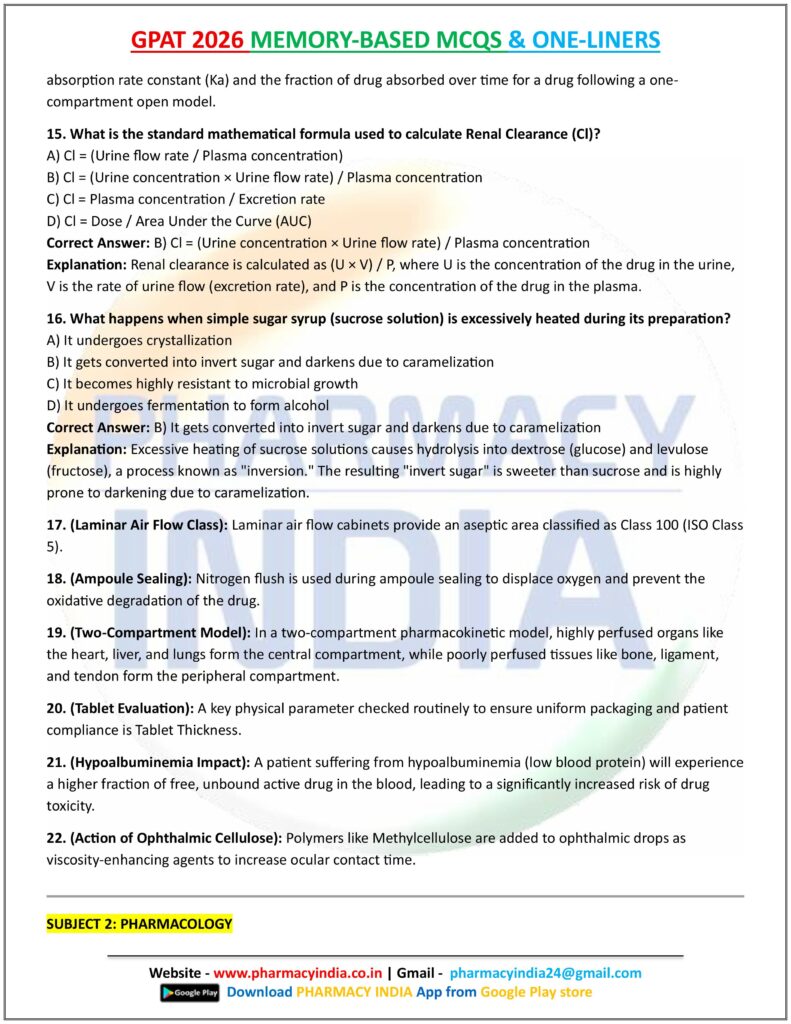 GPAT 2026 MEMORY BASED MCQS AND ONE LINERS ALL SUBJECTS images 4