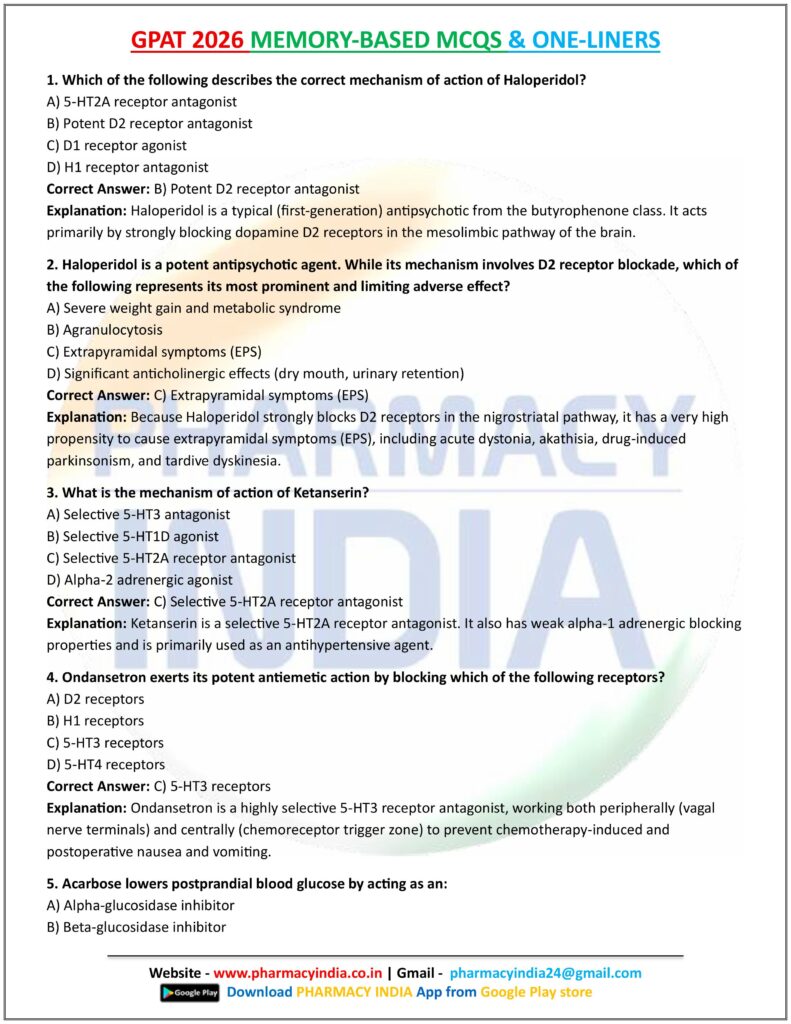GPAT 2026 MEMORY BASED MCQS AND ONE LINERS ALL SUBJECTS images 5