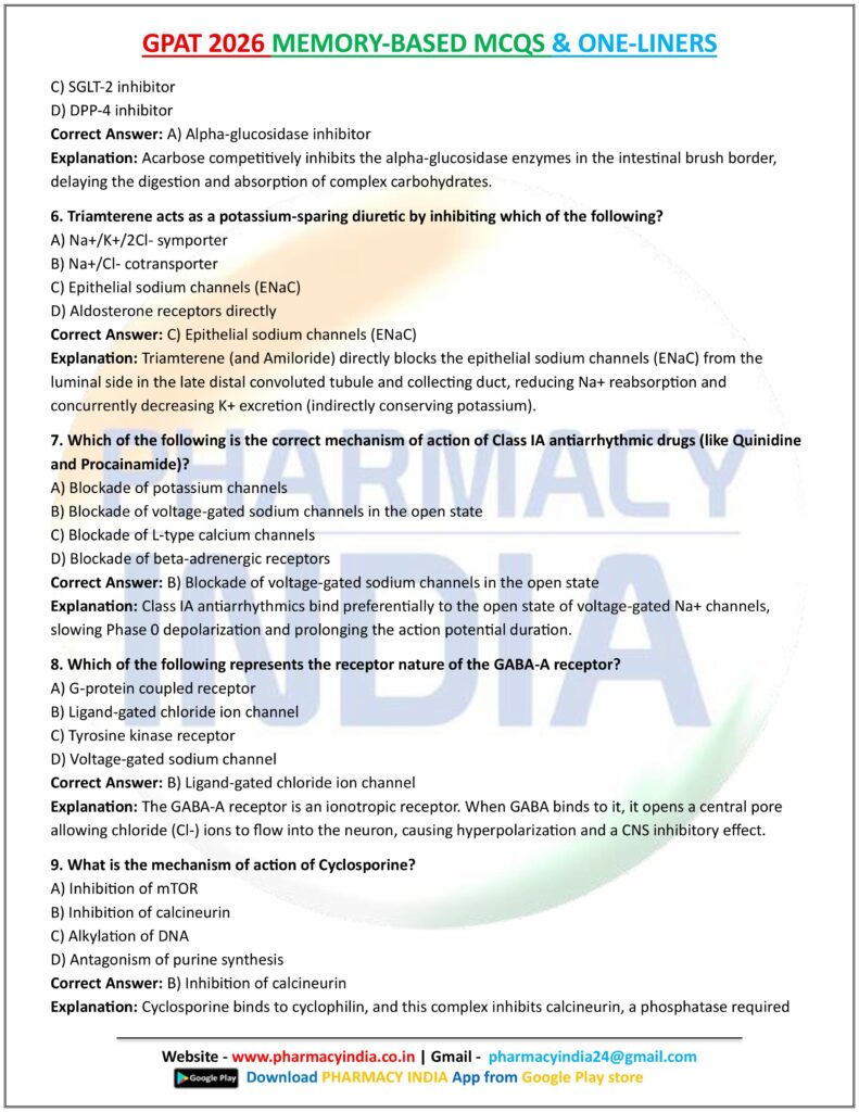 GPAT 2026 MEMORY BASED MCQS AND ONE LINERS ALL SUBJECTS images 6