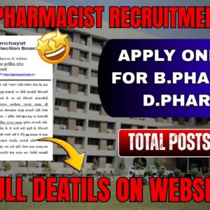 GPSSB Junior Pharmacist Recruitment 2026: 164 Vacancies | Salary ₹40,800 | Apply Online for B.Pharm & D.Pharm
