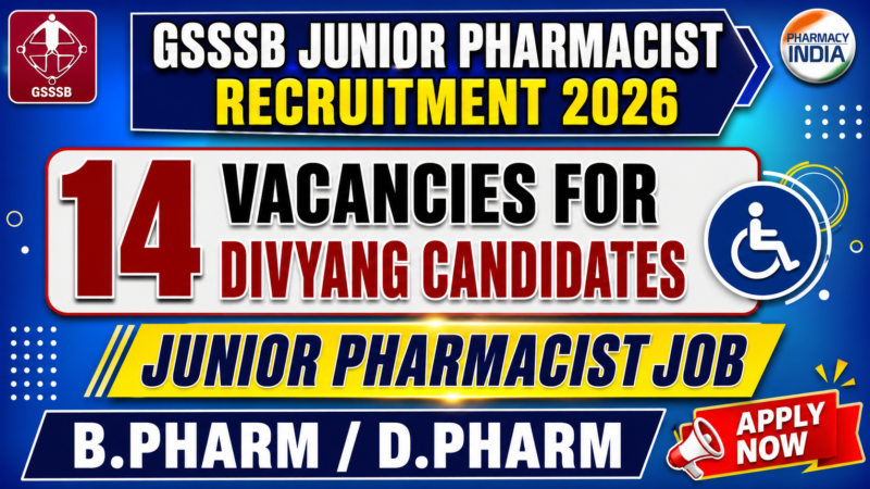 GSSSB Junior Pharmacist Recruitment 2026: 14 Vacancies for Divyang Candidates