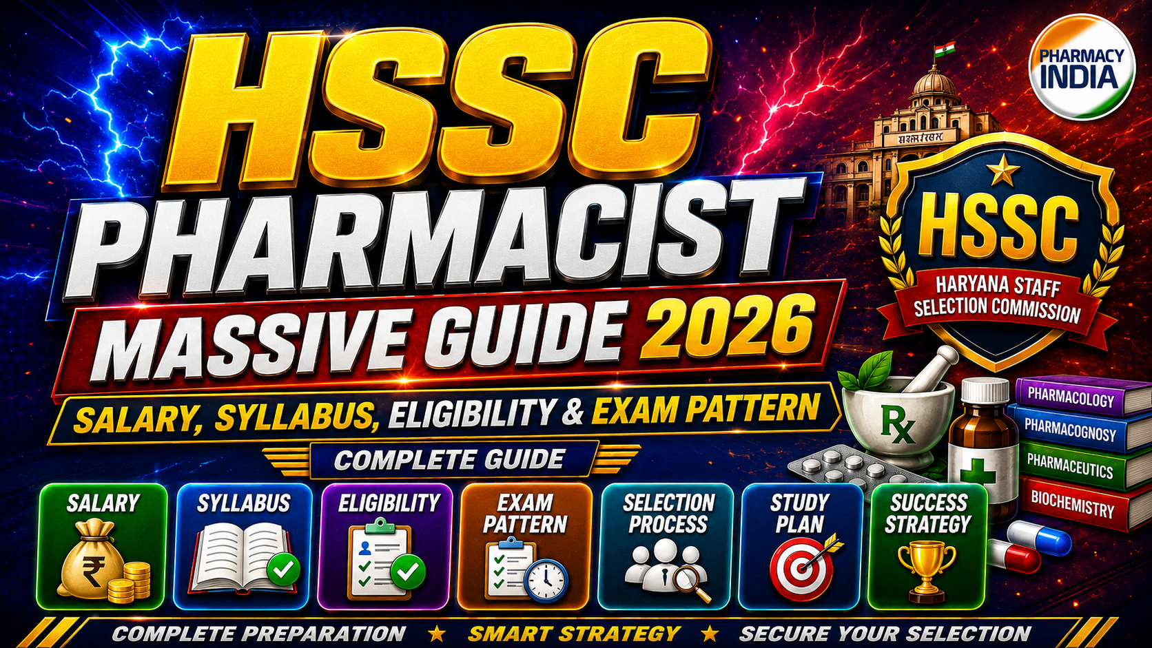 HSSC Pharmacist Massive Guide 2026: Salary, Syllabus, Eligibility & Exam Pattern – Complete Guide