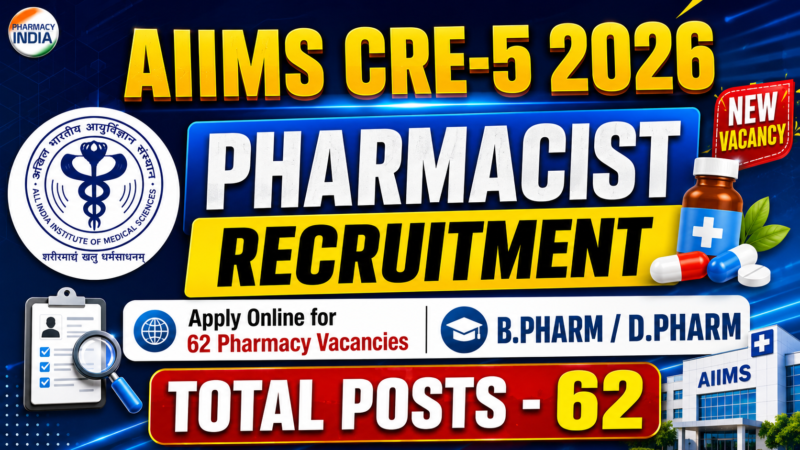 AIIMS CRE-5 Pharmacist Recruitment 2026: Apply Online for 62 Pharmacy Vacancies | B.Pharm & D.Pharm
