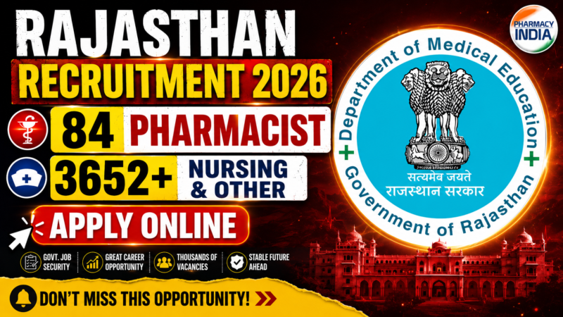 Rajasthan Recruitment 2026: 84 Pharmacist & 3652+ Nursing and Other | Apply Online