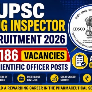 UPSC Drug Inspector Recruitment 2026: 186 Vacancies in CDSCO | Apply Online for Scientific Officer Posts