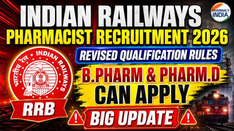 Indian Railways Pharmacist Recruitment 2026: Revised Qualification Rules for B.Pharm & Pharm.D