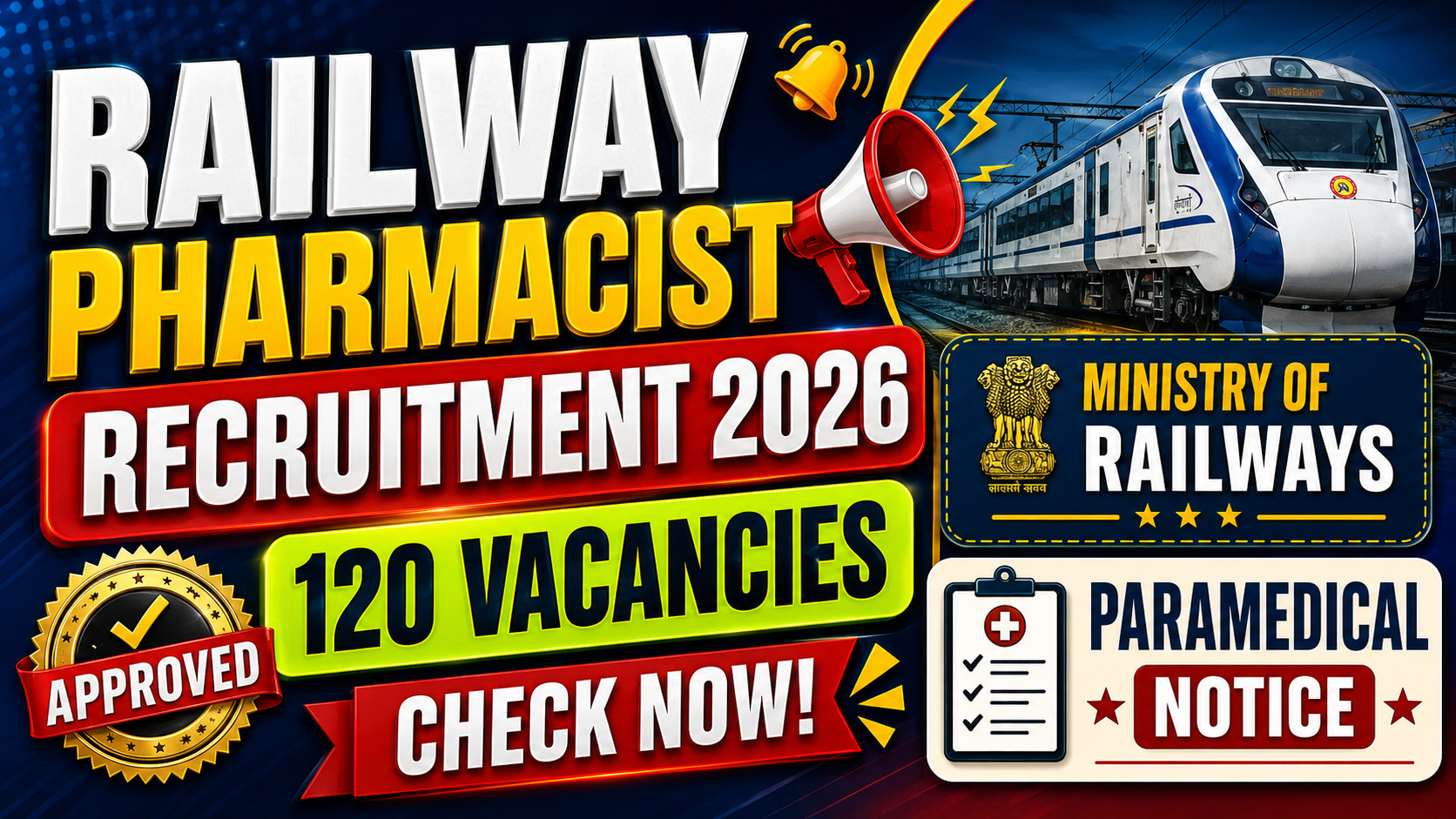 Railway Pharmacist Recruitment 2026: 120 Vacancies Approved in Ministry of Railways Paramedical Notice