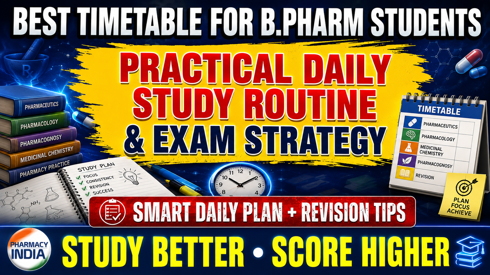 Best Timetable for B.Pharm Students: A Practical Daily Study Routine & Exam Strategy