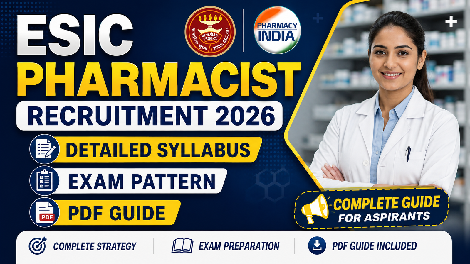 ESIC Pharmacist Recruitment 2026: Detailed Syllabus, Exam Pattern & PDF Guide