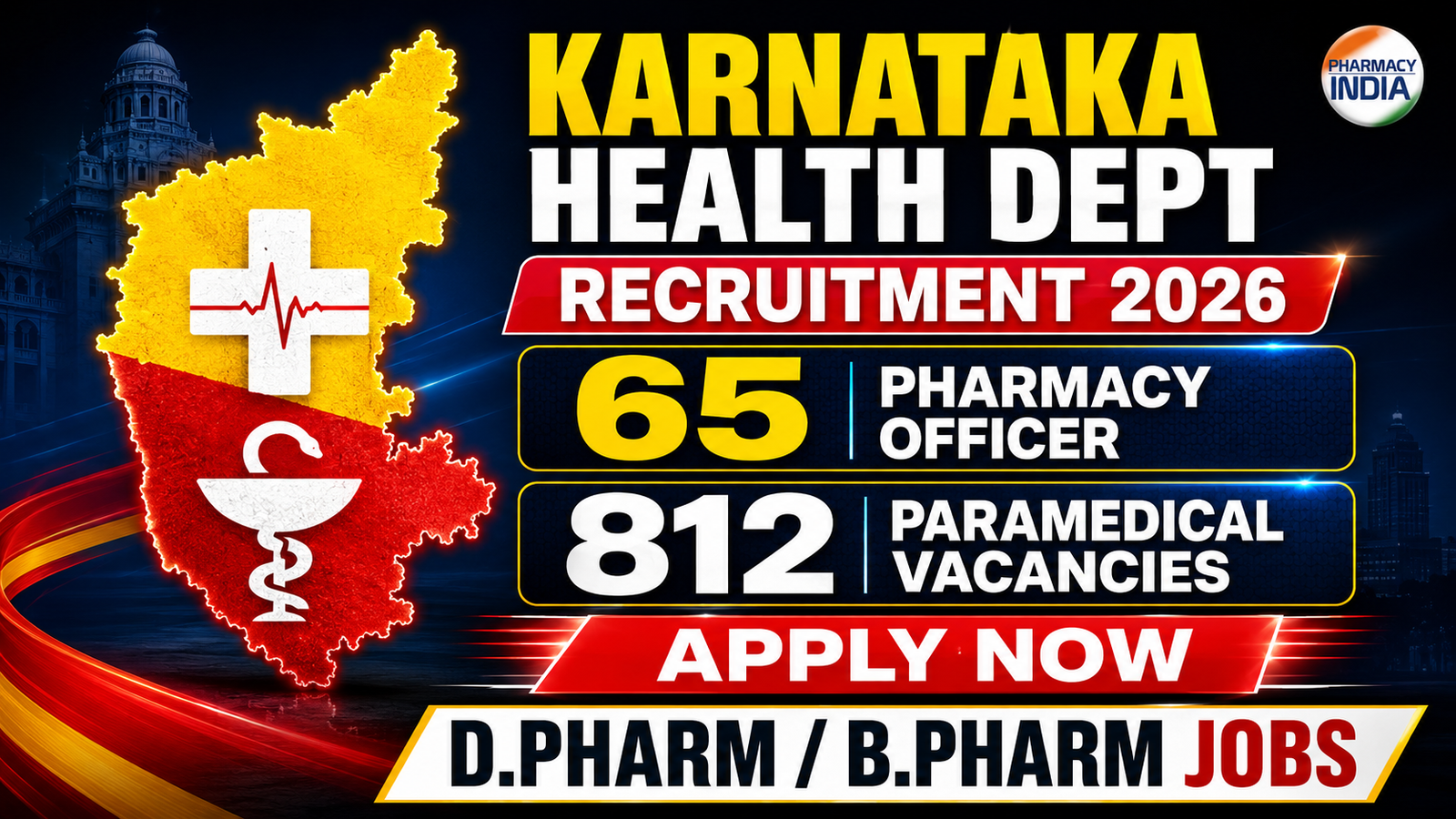 Karnataka Health Dept Recruitment 2026: 65 Pharmacy Officer & 812 Paramedical Vacancies