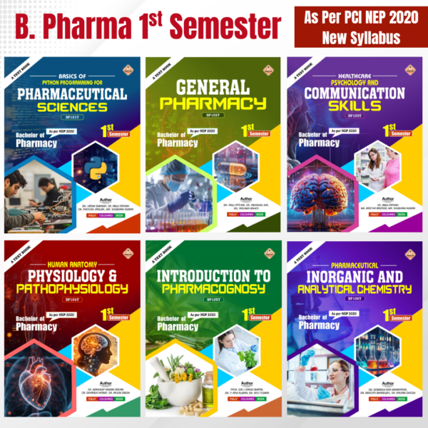 B. Pharma 1st Semester Fully Coloured Book (Set of 6 Books) as per PCI NEP 2020 Syllabus