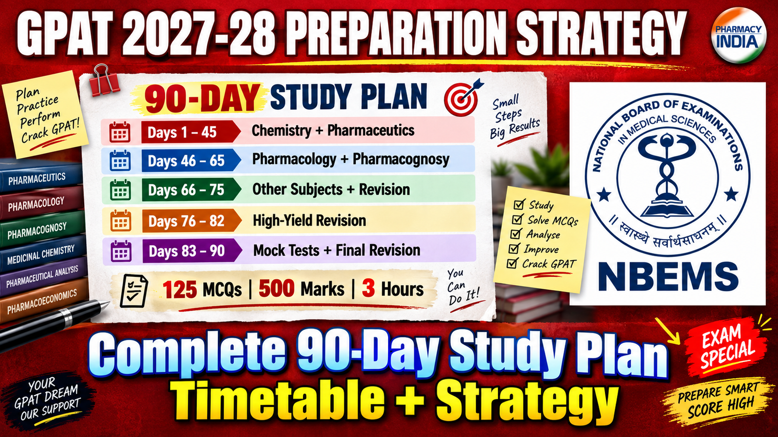 GPAT 2027-28 Preparation Strategy: Complete 90-Day Study Plan & Timetable