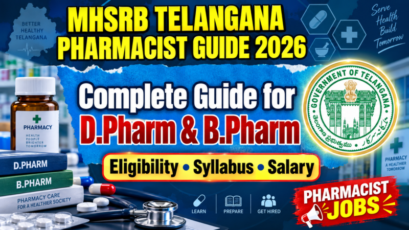 MHSRB Telangana Pharmacist Guide 2026: Complete Guide for D.Pharm & B.Pharm