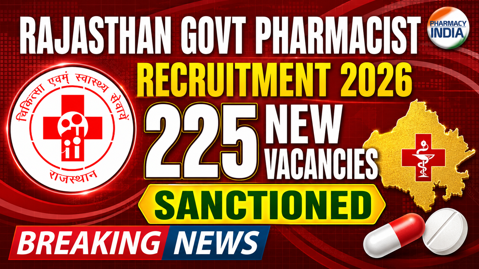 Rajasthan Govt Pharmacist Recruitment 2026: 225 New Vacancies Sanctioned