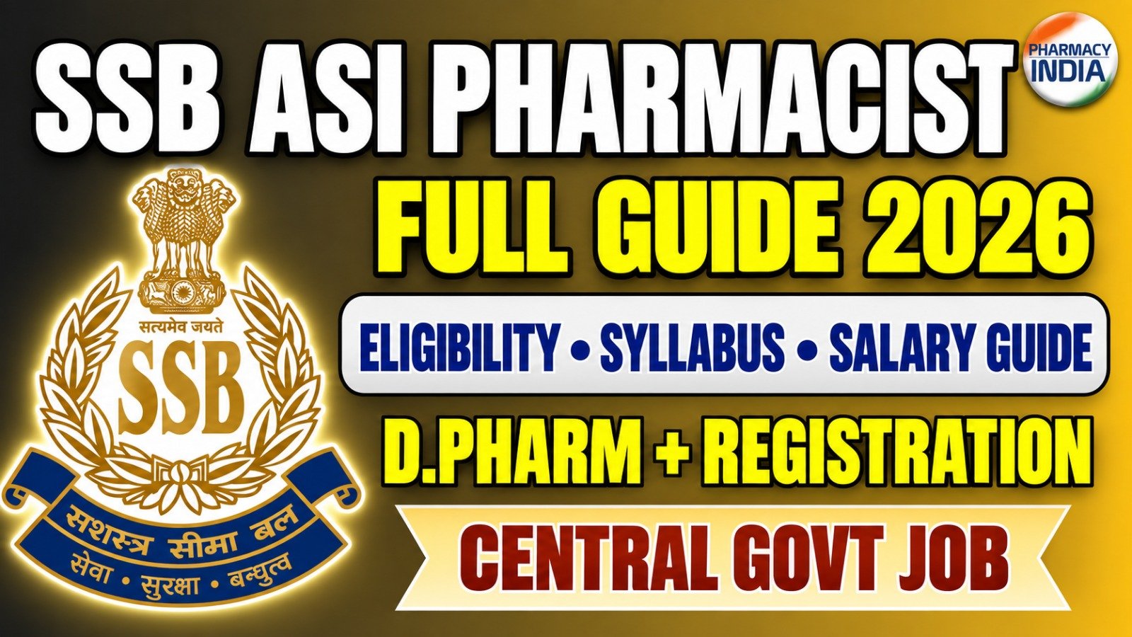 SSB ASI Pharmacist Recruitment 2026: Eligibility, Syllabus & Salary Guide