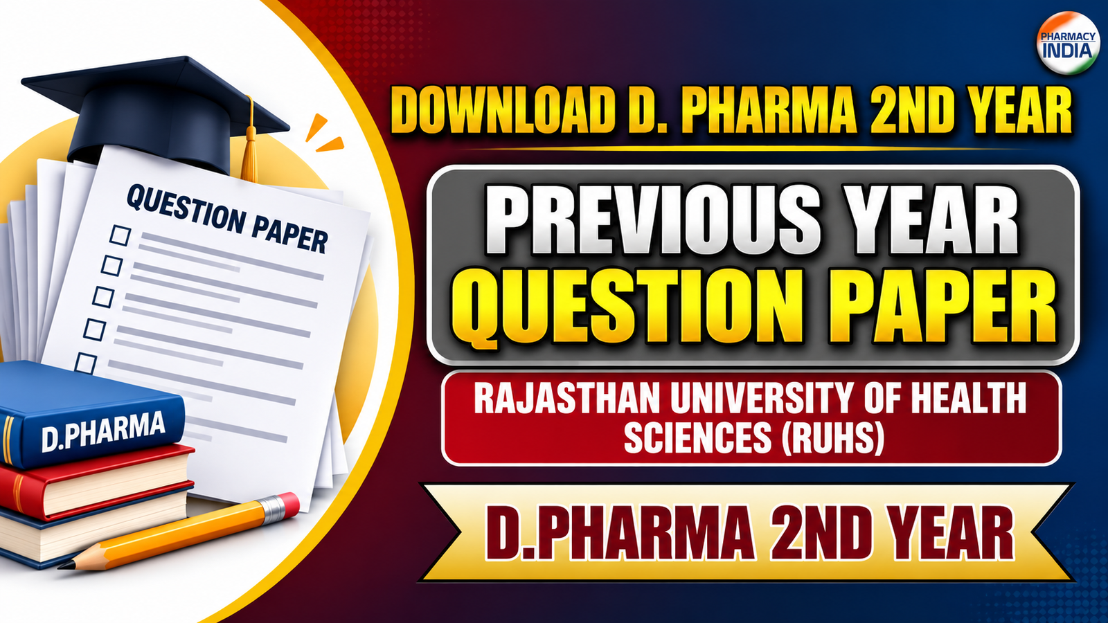 Download D. Pharma 2nd Year Previous Year Question Paper, Rajasthan University of Health Sciences (RUHS)