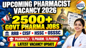 Upcoming Pharmacist Vacancy 2026: 2500+ Govt Pharma Jobs (RRB, CISF, HSSC, OSSSC)