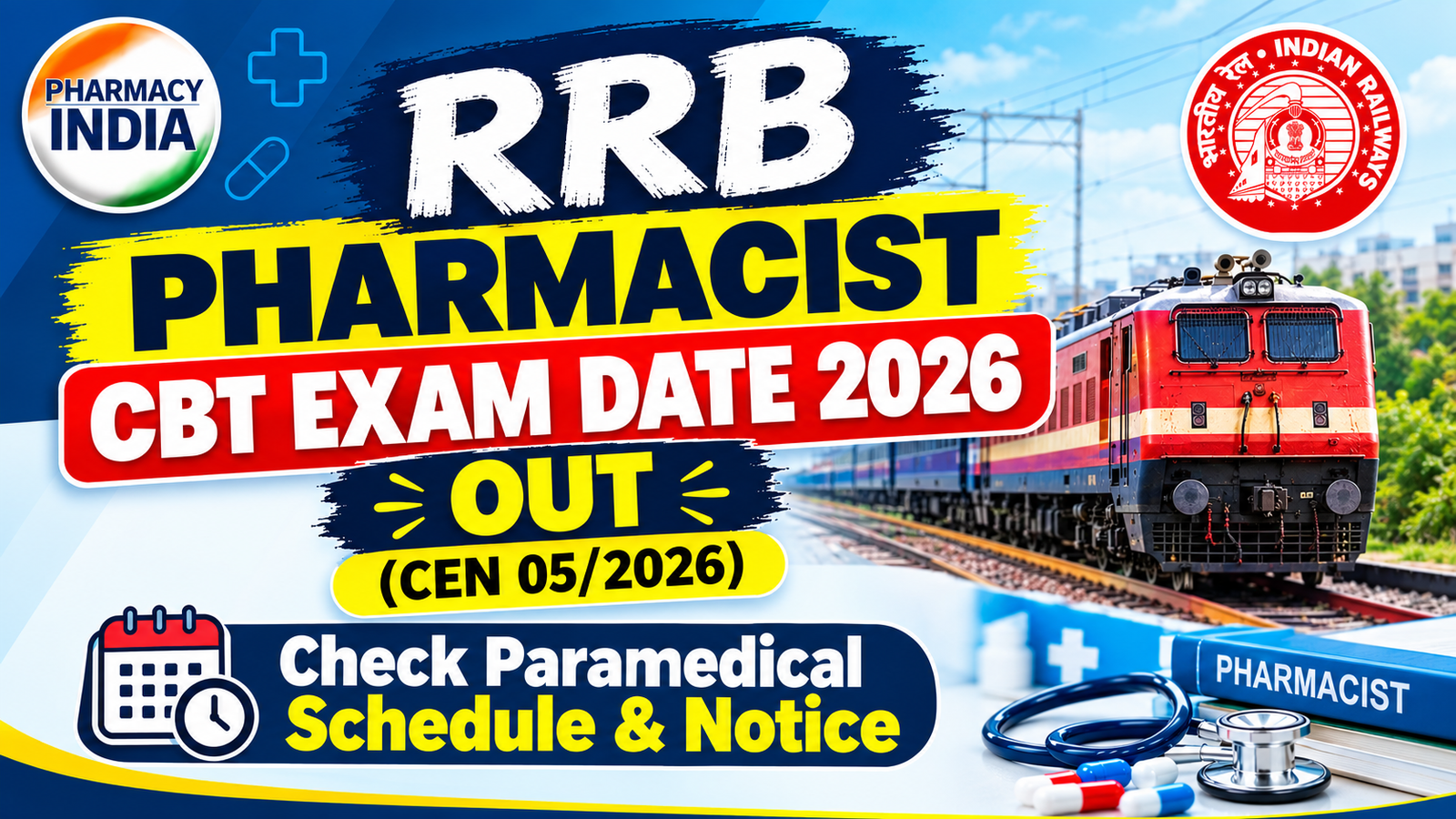 RRB Pharmacist CBT Exam Date 2026 Out (CEN 05/2026) – Check Paramedical Schedule & Notice