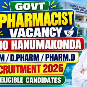 Govt Pharmacist Vacancy at DM&HO Hanumakonda Recruitment 2026